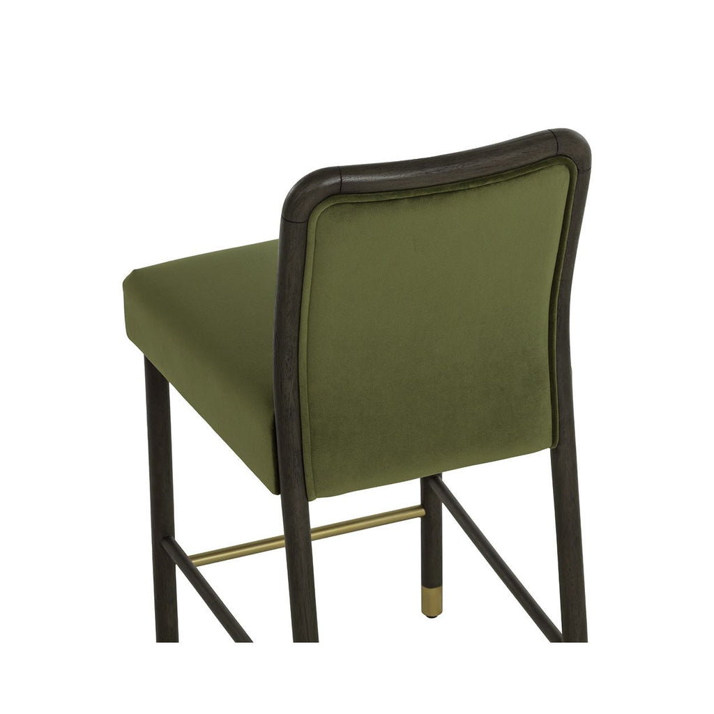 Tabouret de comptoir contemporain en tissu et cuir avec coussin pour salle à manger