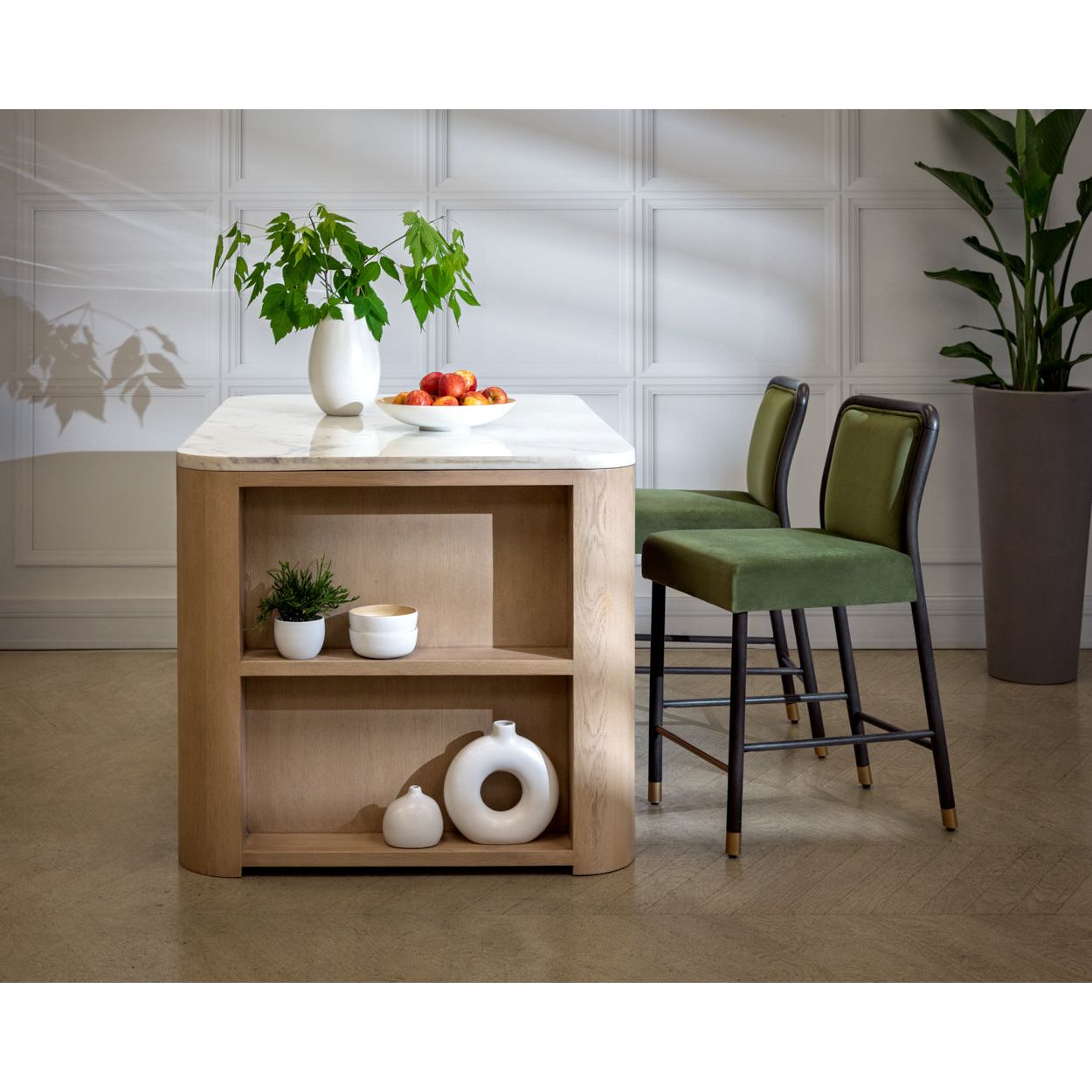 Contemporary Fabric & Leather Metal Counter Stool with Cushion for Dining Room