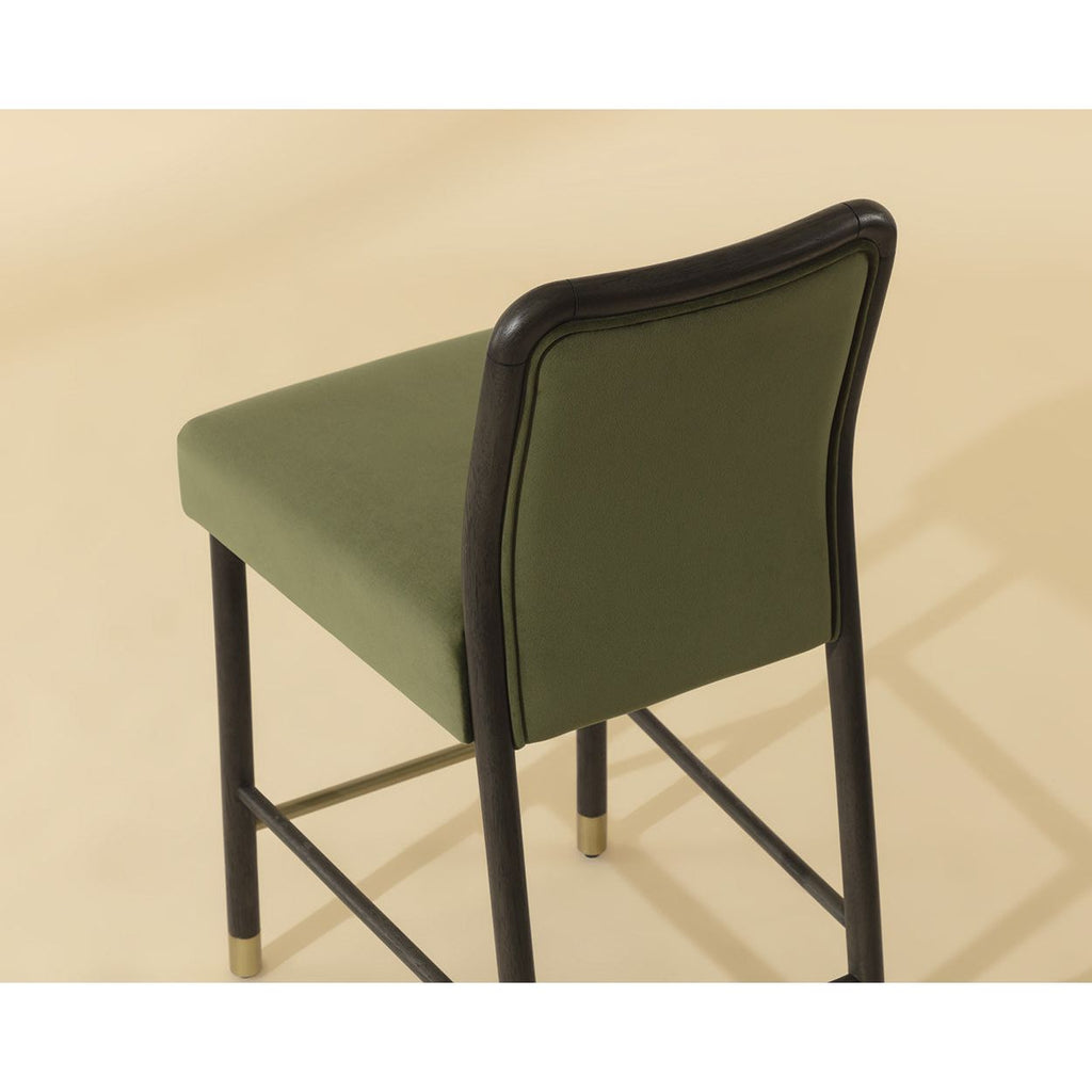 Tabouret de comptoir contemporain en tissu et cuir avec coussin pour salle à manger
