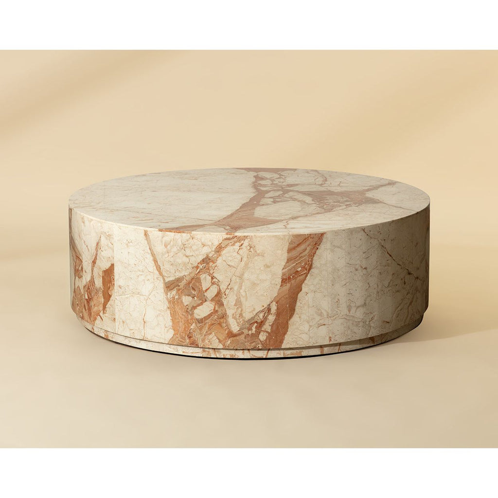 Table basse ronde moderne en bois avec base solide pour salon
