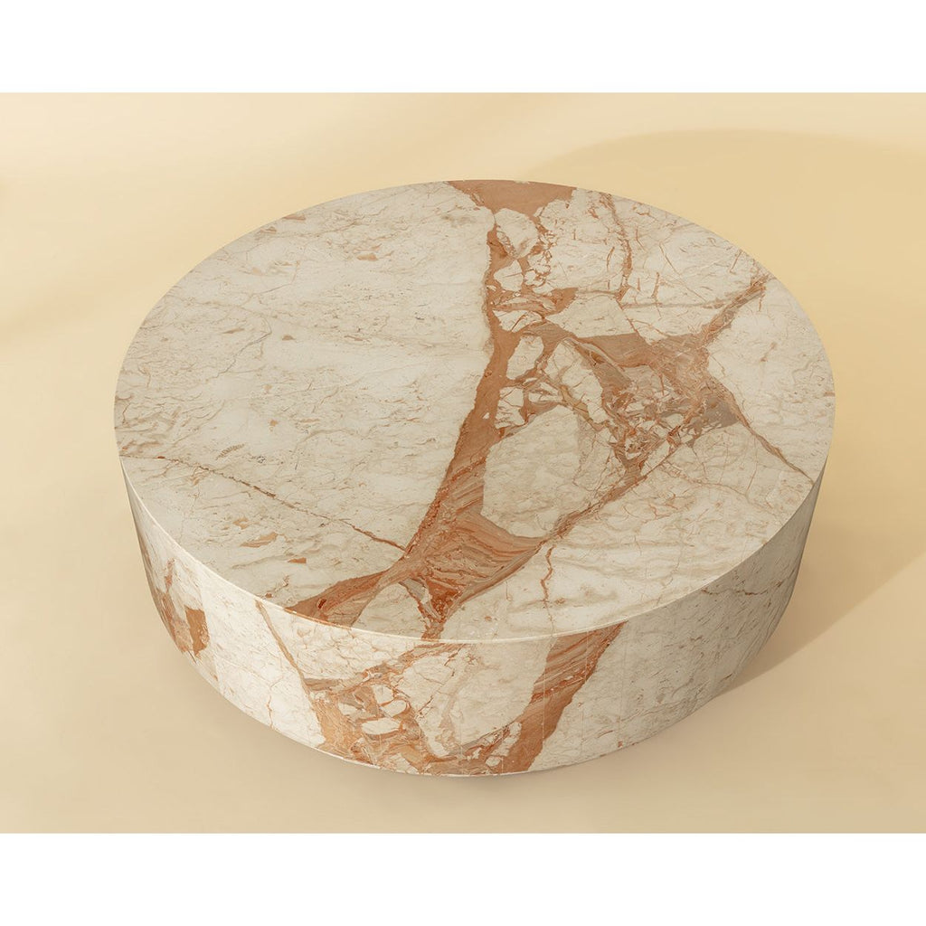 Table basse ronde moderne en bois avec base solide pour salon