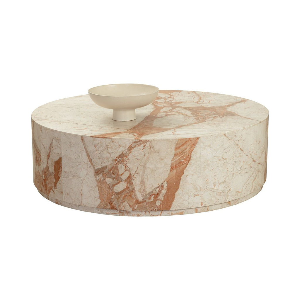 Table basse ronde moderne en bois avec base solide pour salon