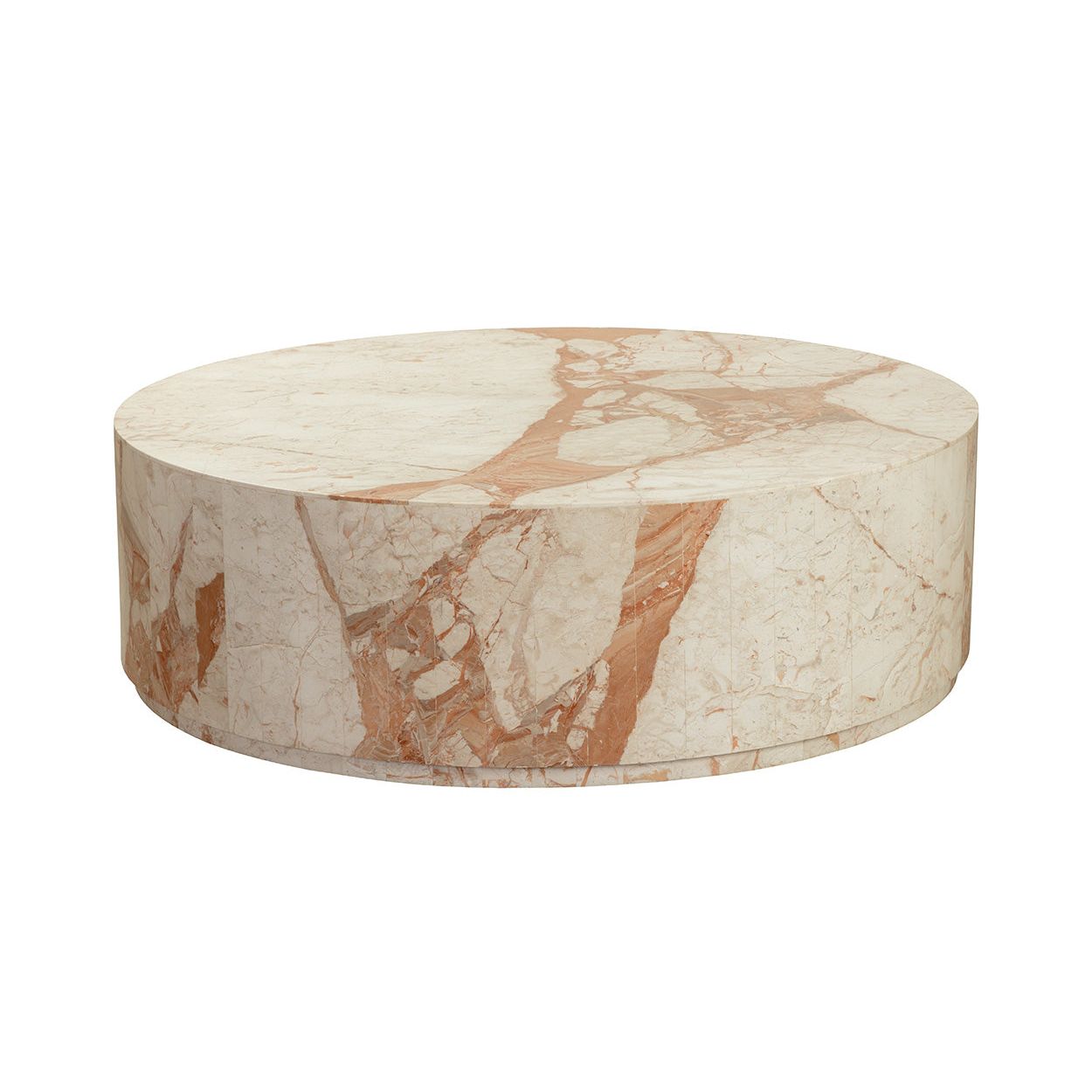 Modern Wood Round Coffee Table with Solid Base for Living Room