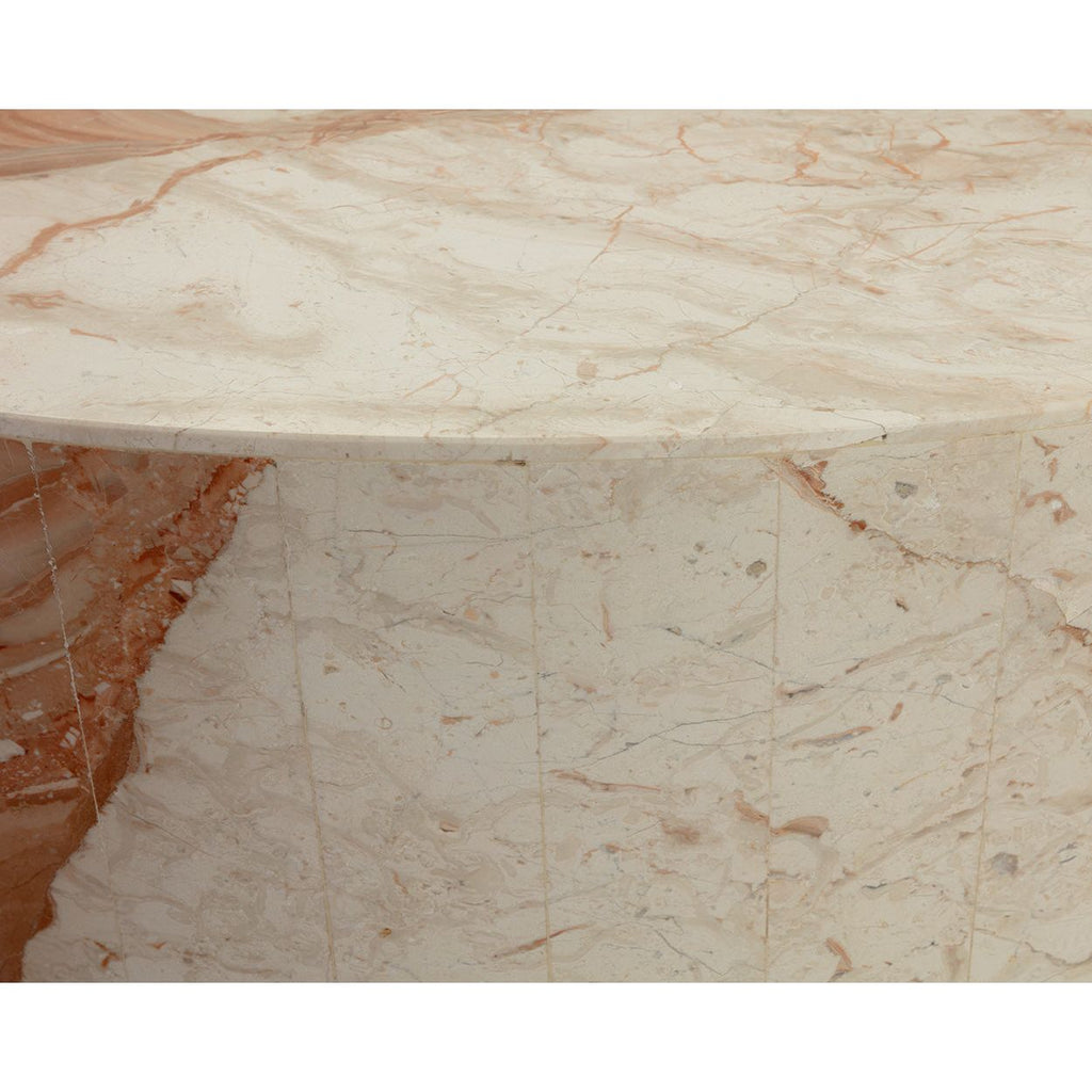 Table basse ronde moderne en bois avec base solide pour salon