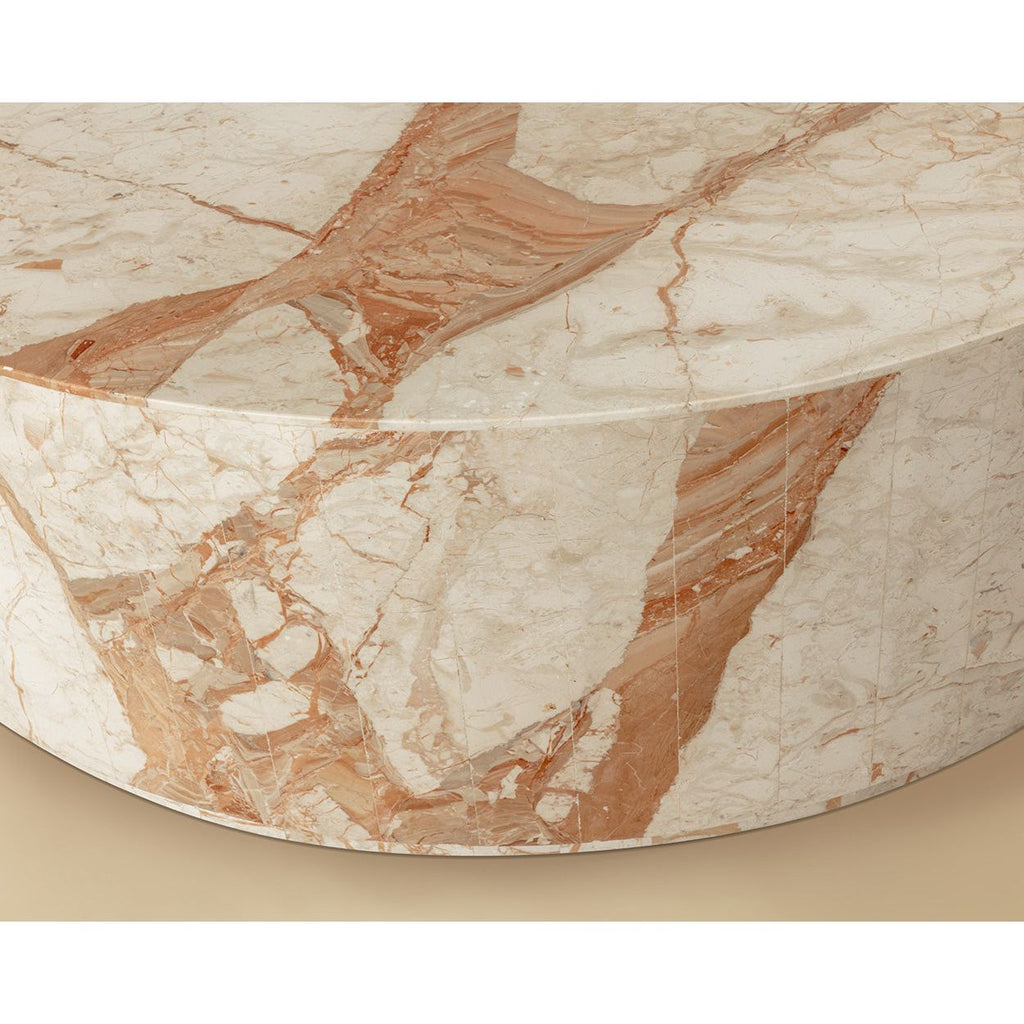 Table basse ronde moderne en bois avec base solide pour salon