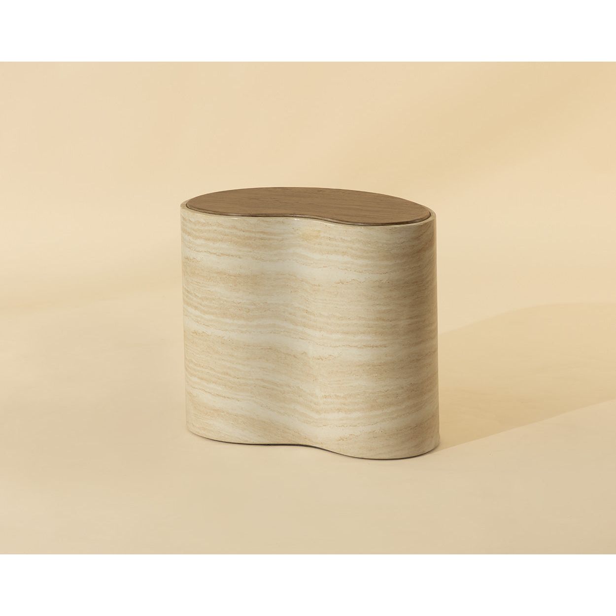 Japanese-Inspired Wood Coffee Table with Geometric Base - Small for Living Room