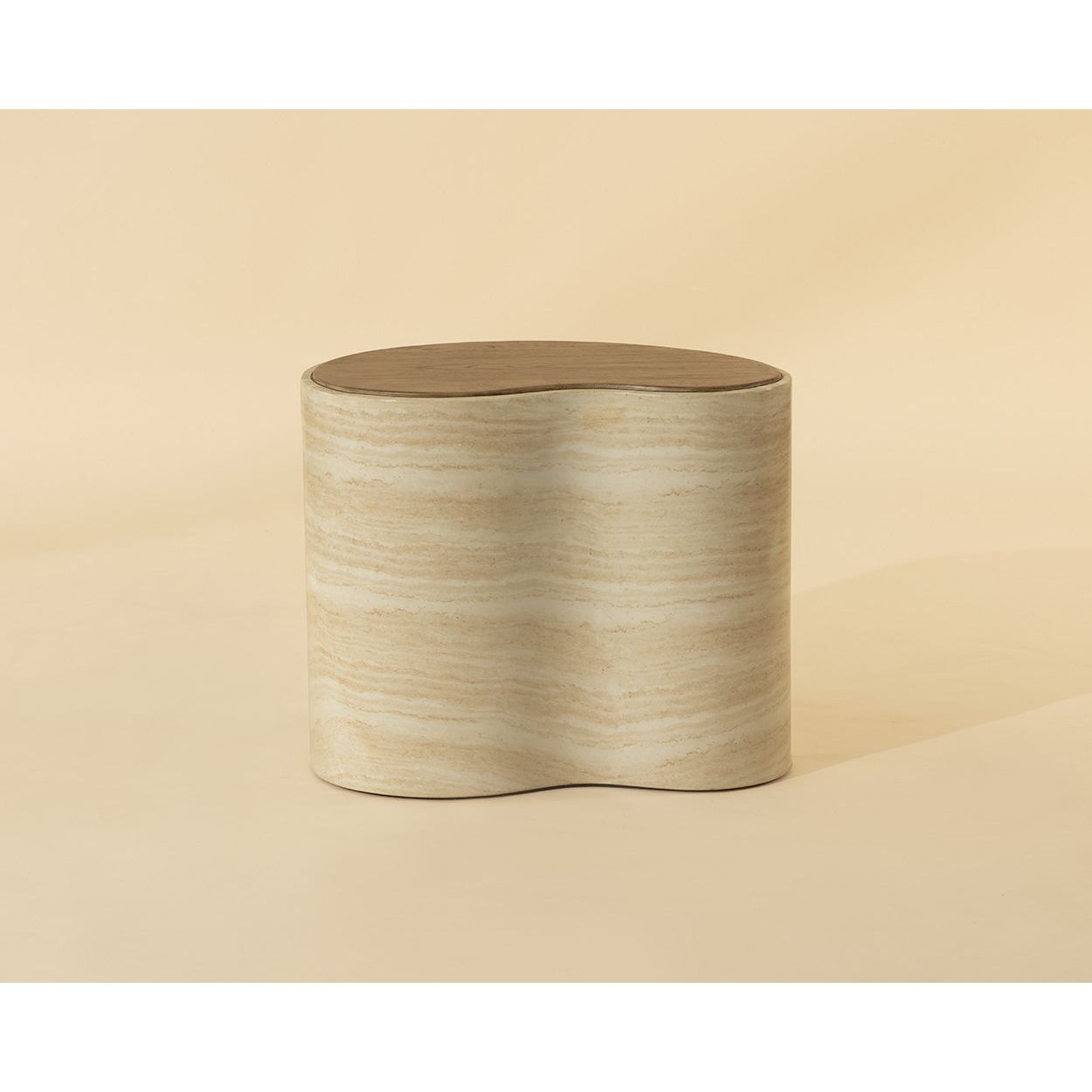 Japanese-Inspired Wood Coffee Table with Geometric Base - Small for Living Room