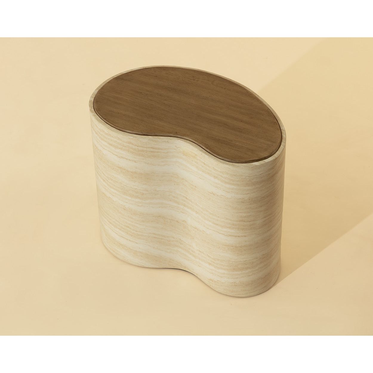 Japanese-Inspired Wood Coffee Table with Geometric Base - Small for Living Room