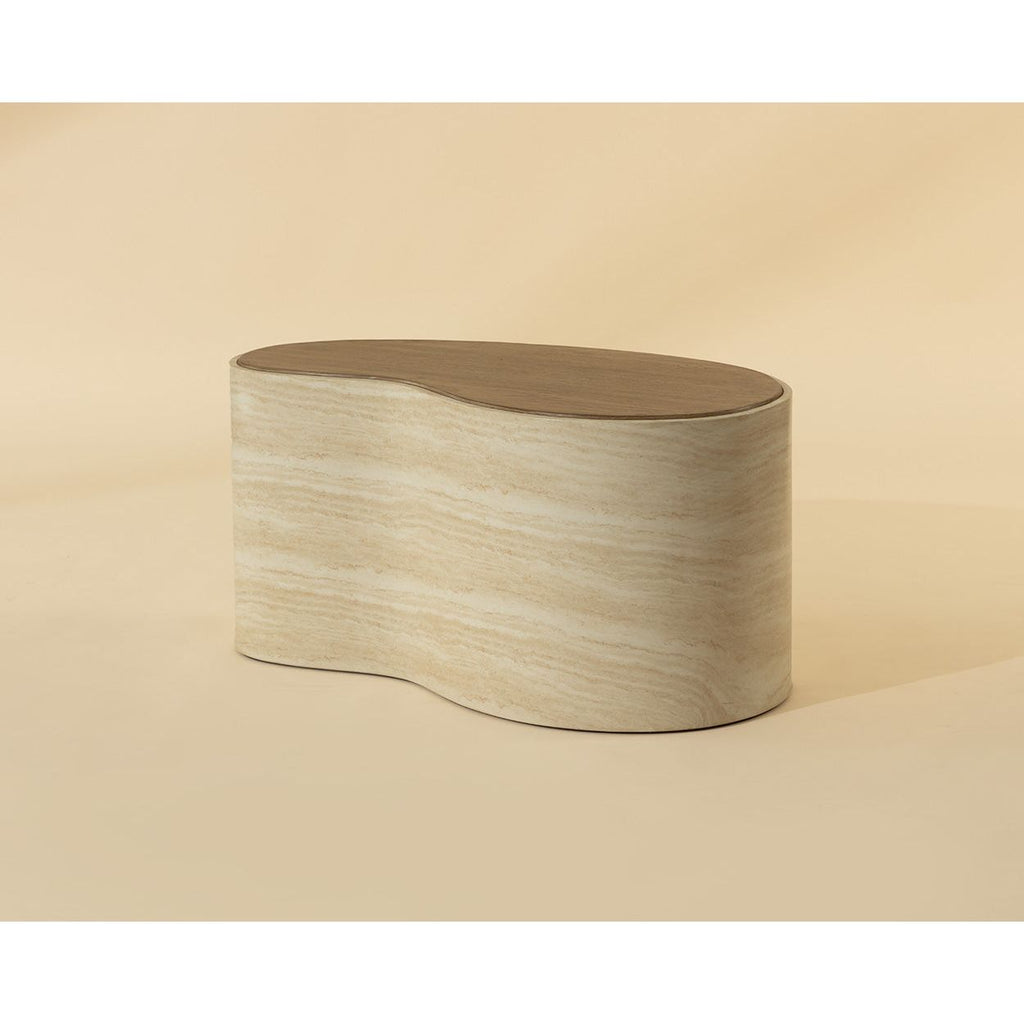 Table basse en bois d'inspiration japonaise avec piètement géométrique - Moyenne pour le salon