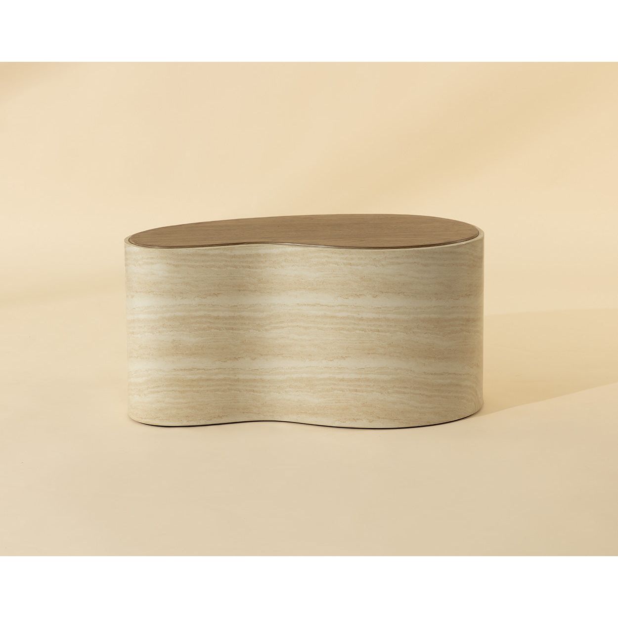 Japanese-Inspired Wood Coffee Table with Geometric Base - Medium for Living Room