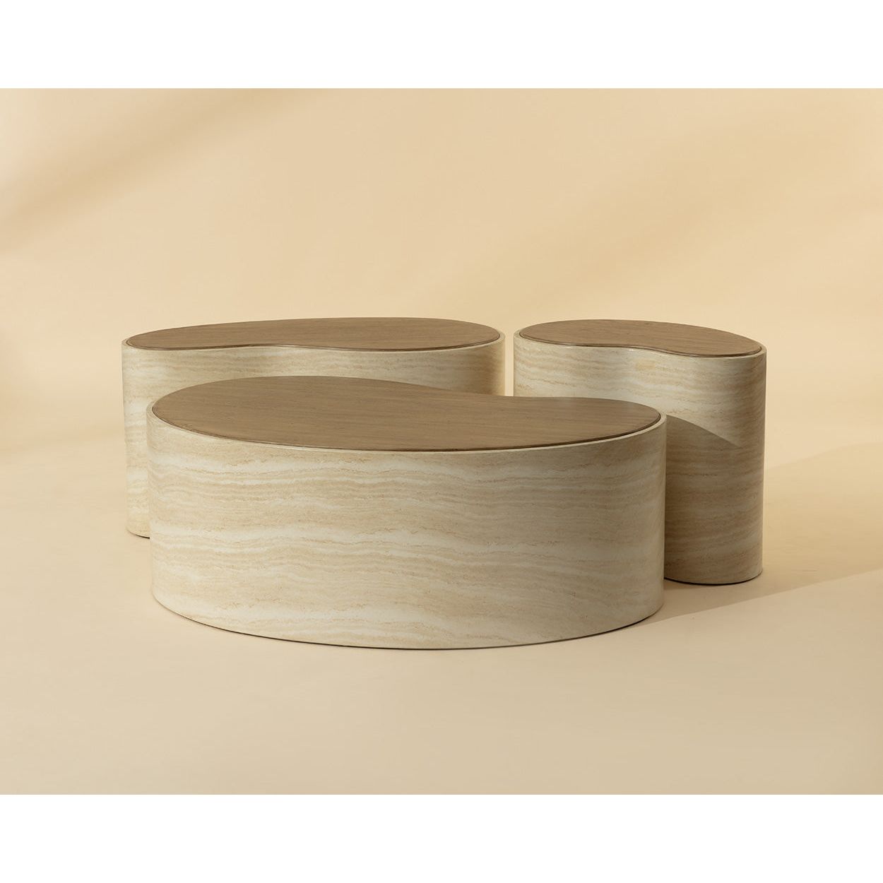 Japanese-Inspired Wood Coffee Table with Geometric Base - Medium for Living Room