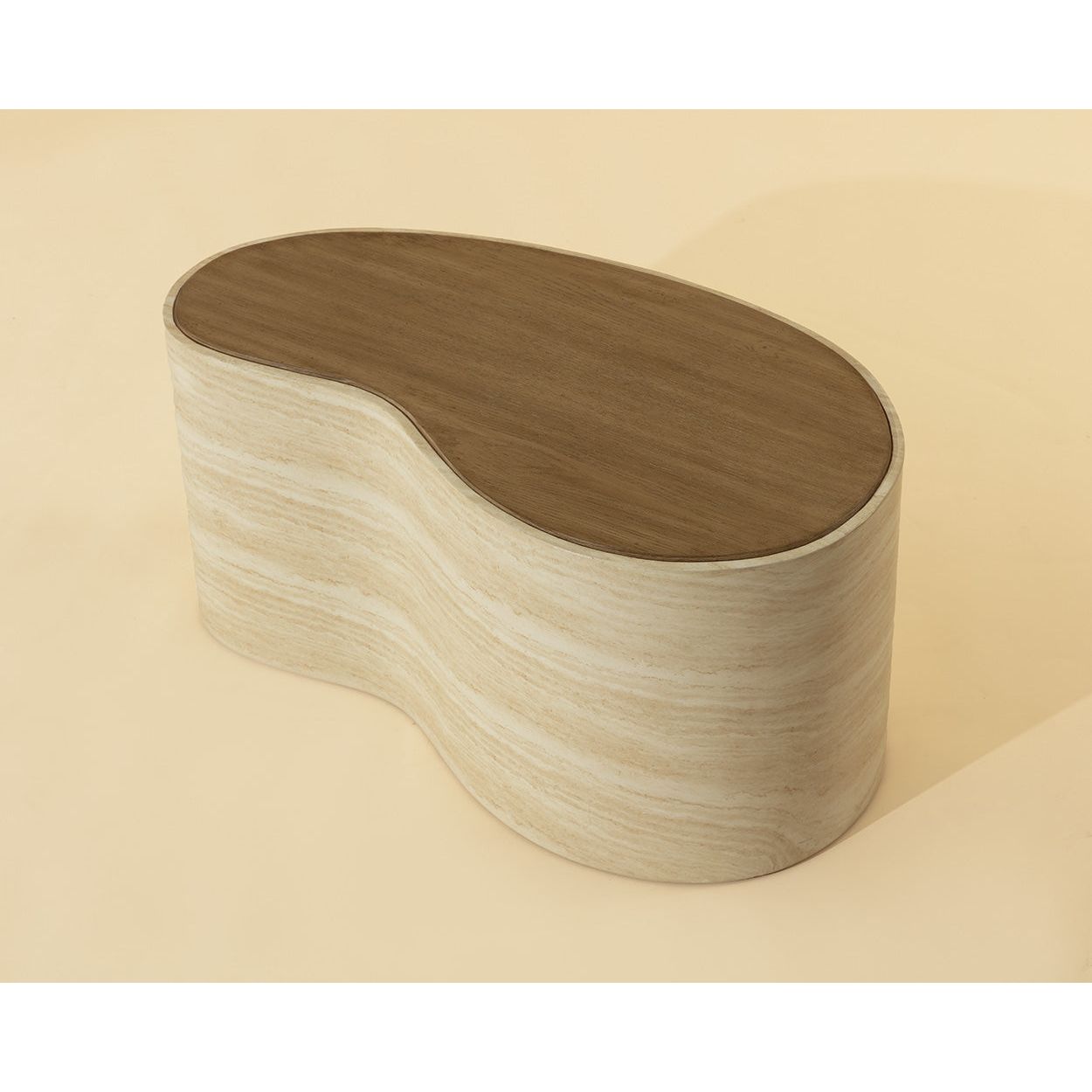 Japanese-Inspired Wood Coffee Table with Geometric Base - Medium for Living Room