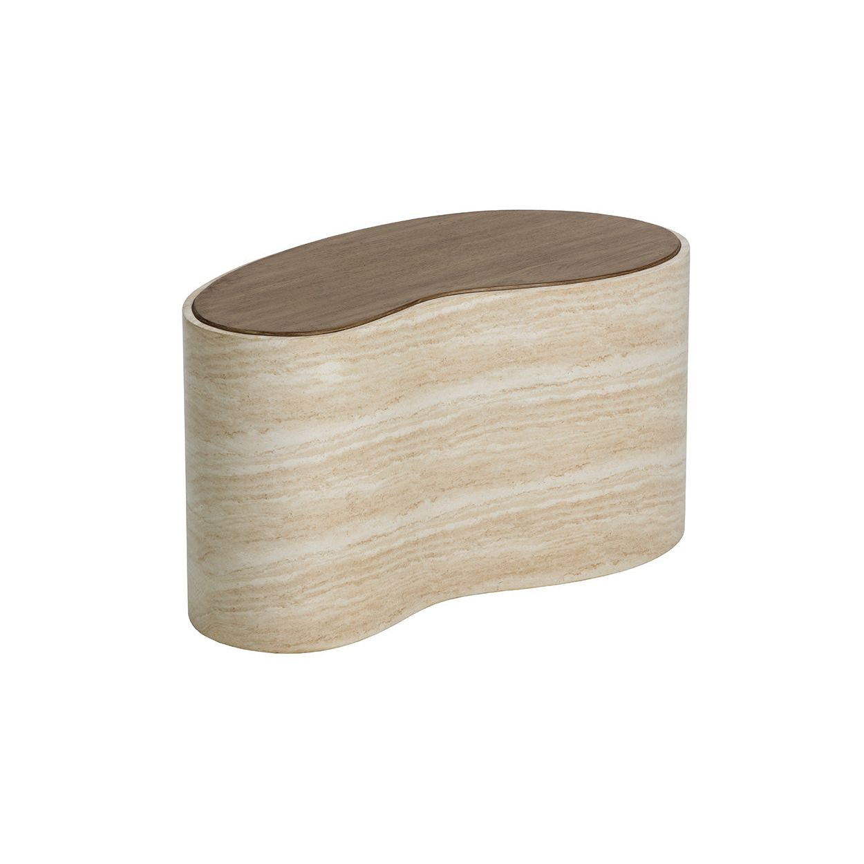 Japanese-Inspired Wood Coffee Table with Geometric Base - Medium for Living Room