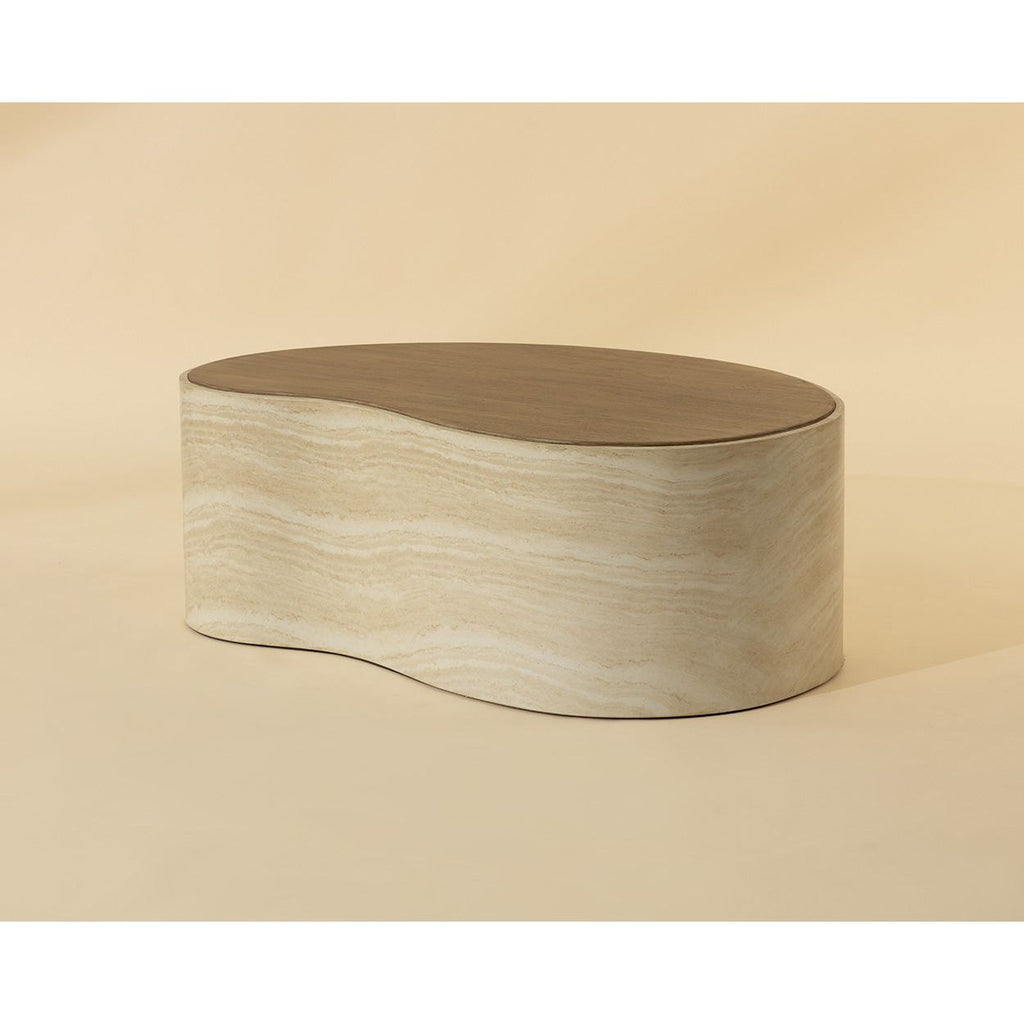 Table basse en bois d'inspiration japonaise avec piètement géométrique - Grande pour salon
