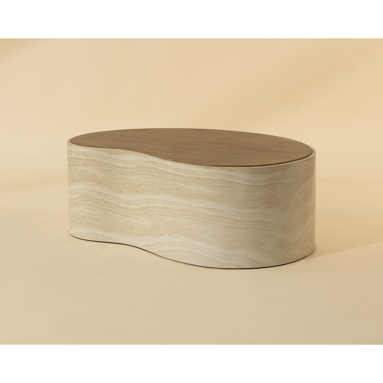 Table basse en bois d'inspiration japonaise avec piètement géométrique - Grande pour salon