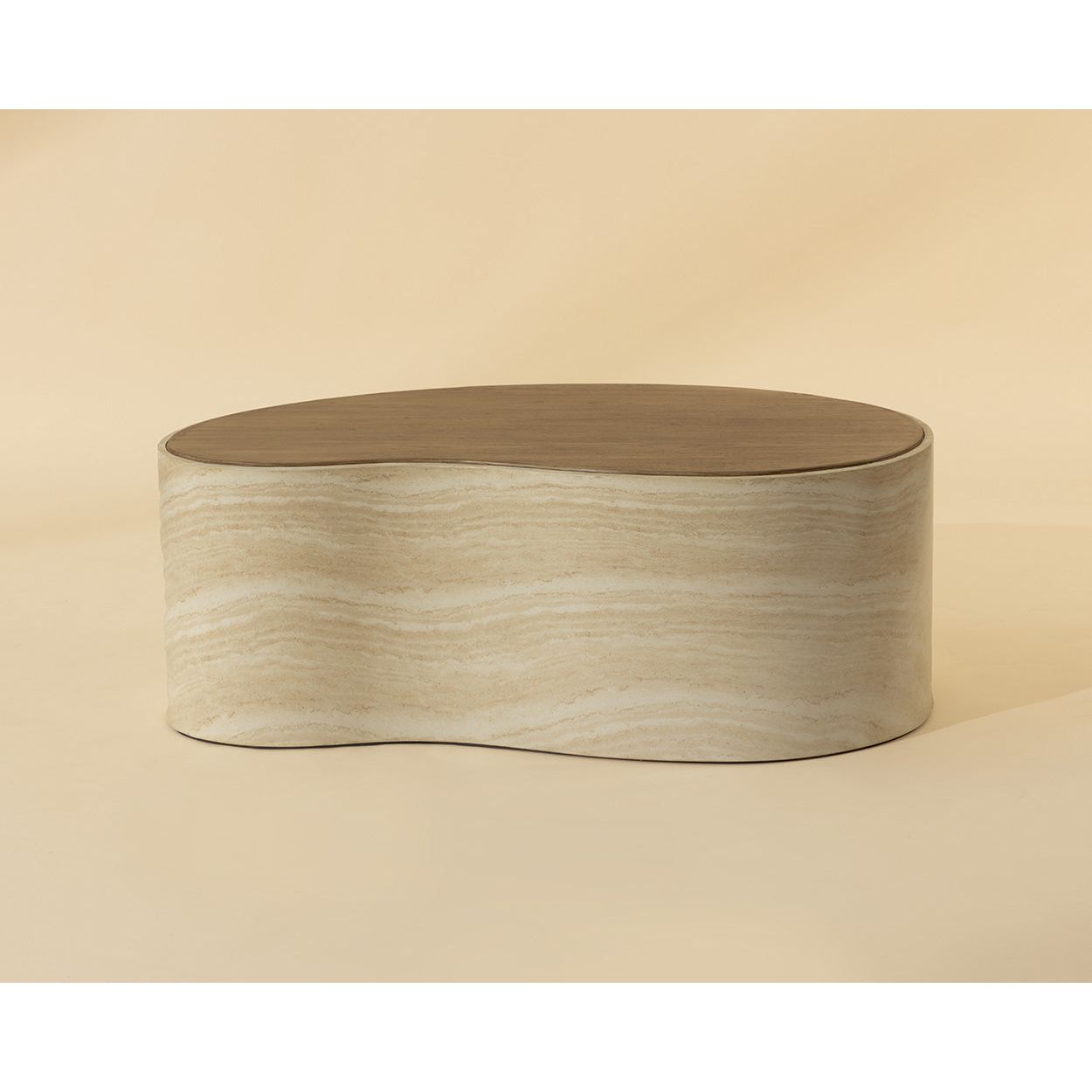 Table basse en bois d'inspiration japonaise avec piètement géométrique - Grande pour salon