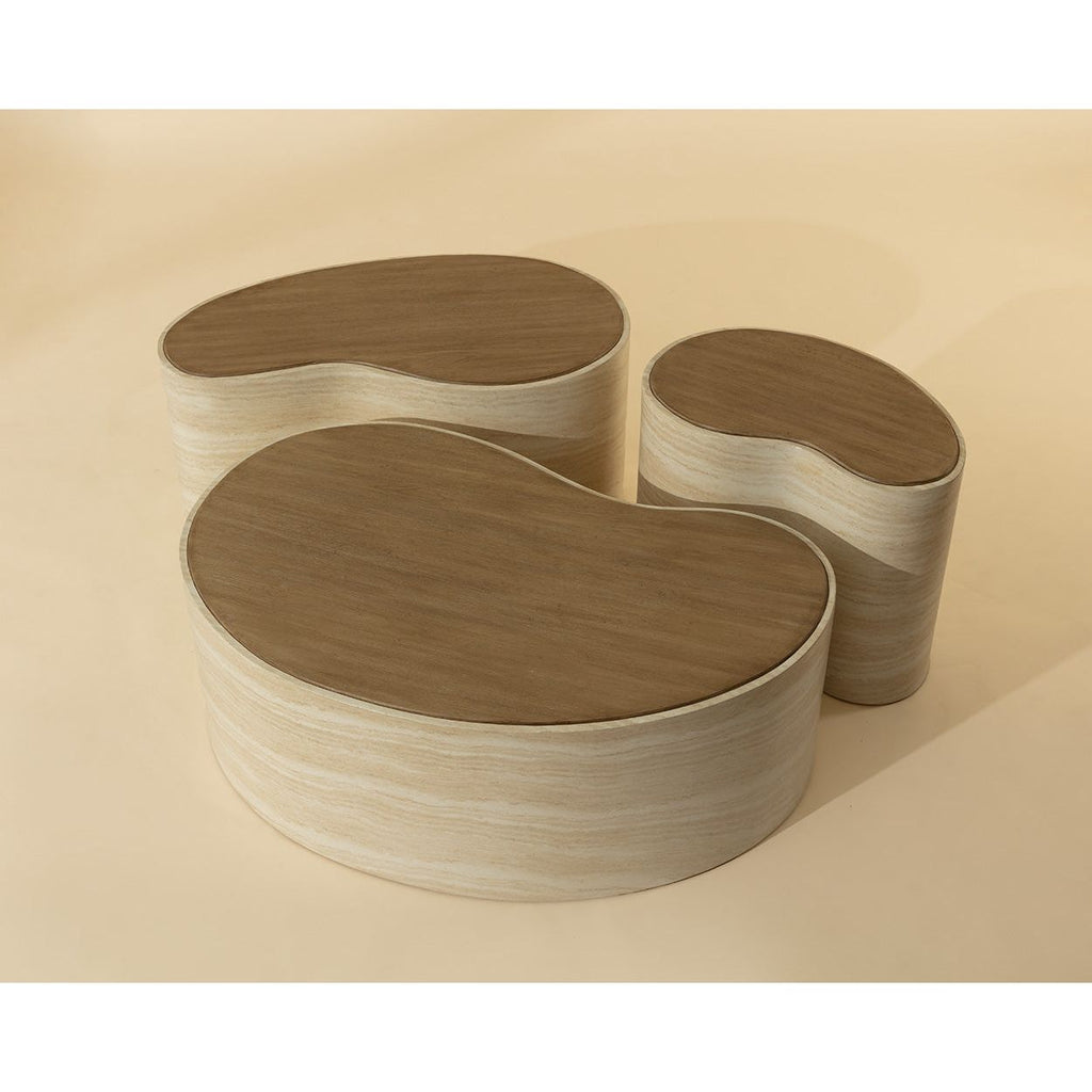 Table basse en bois d'inspiration japonaise avec piètement géométrique - Grande pour salon