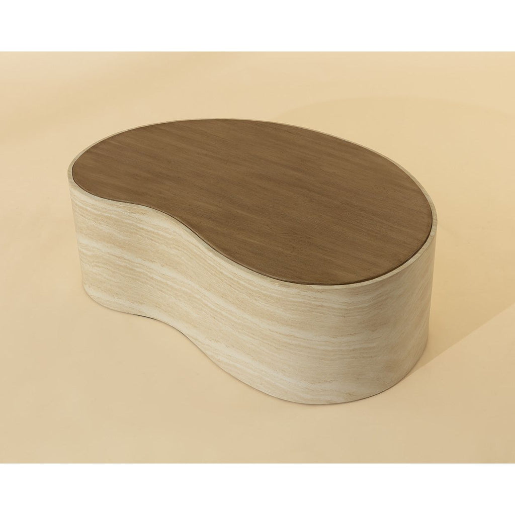 Table basse en bois d'inspiration japonaise avec piètement géométrique - Grande pour salon