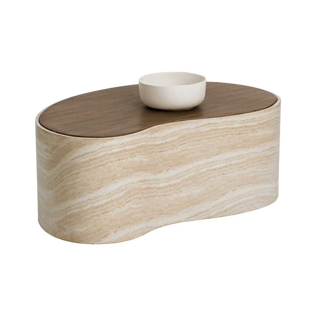 Table basse en bois d'inspiration japonaise avec piètement géométrique - Grande pour salon