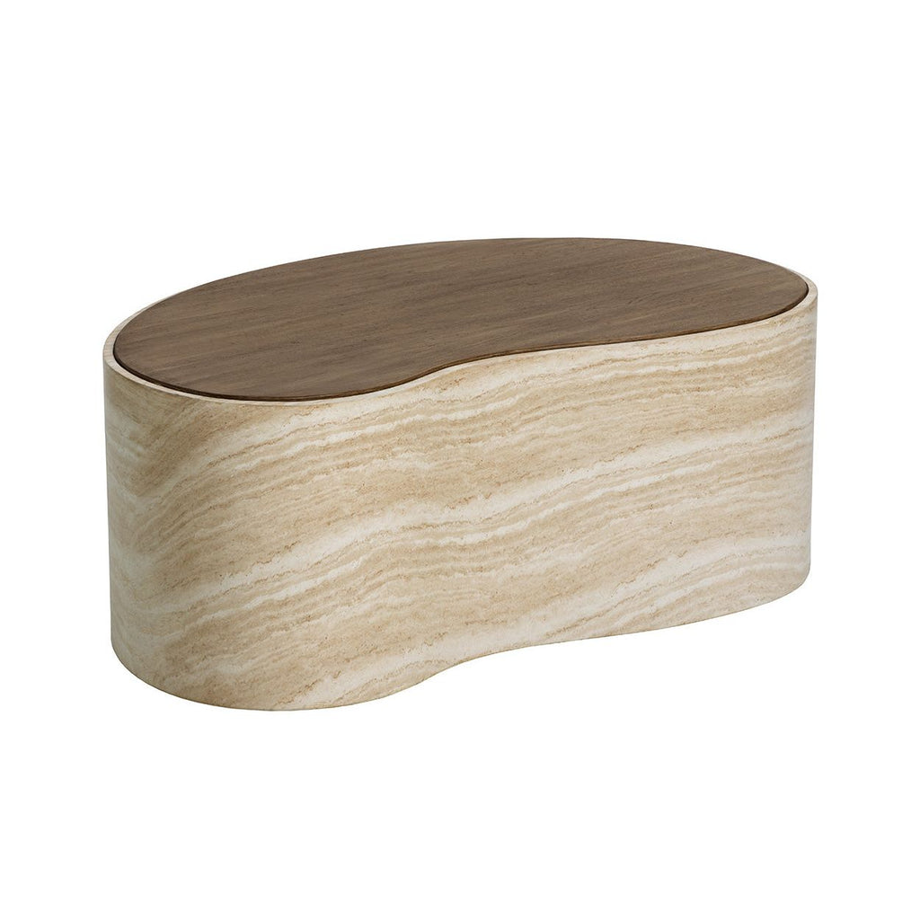 Table basse en bois d'inspiration japonaise avec piètement géométrique - Grande pour salon