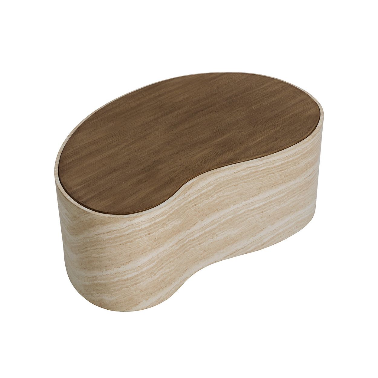 Table basse en bois d'inspiration japonaise avec piètement géométrique - Grande pour salon