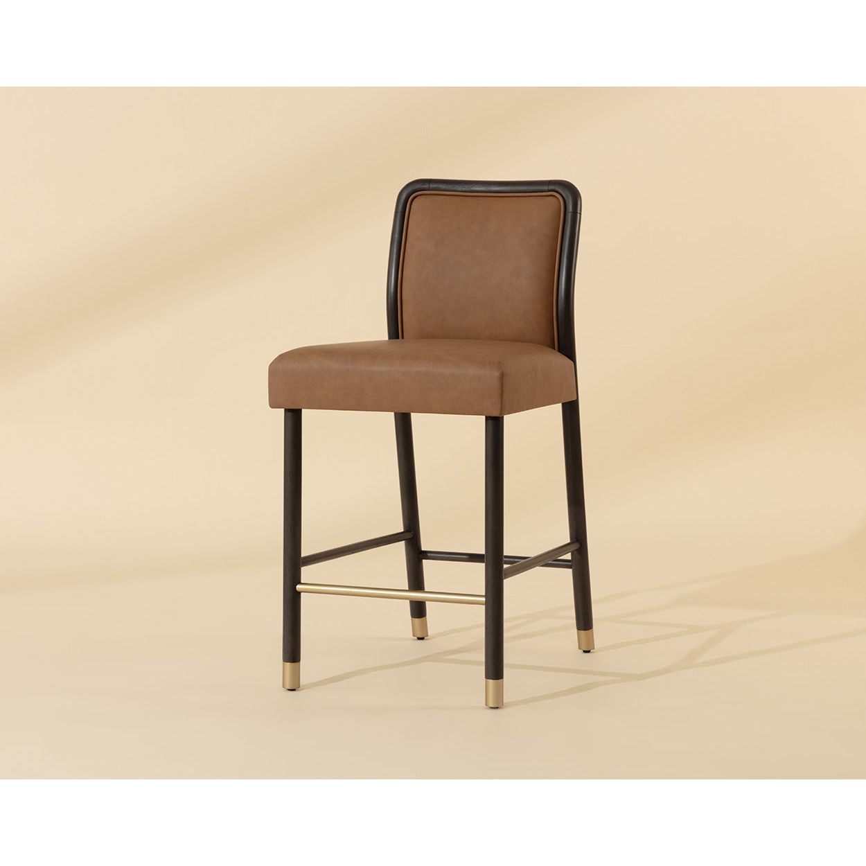Contemporary Fabric & Leather Metal Counter Stool with Cushion for Dining Room
