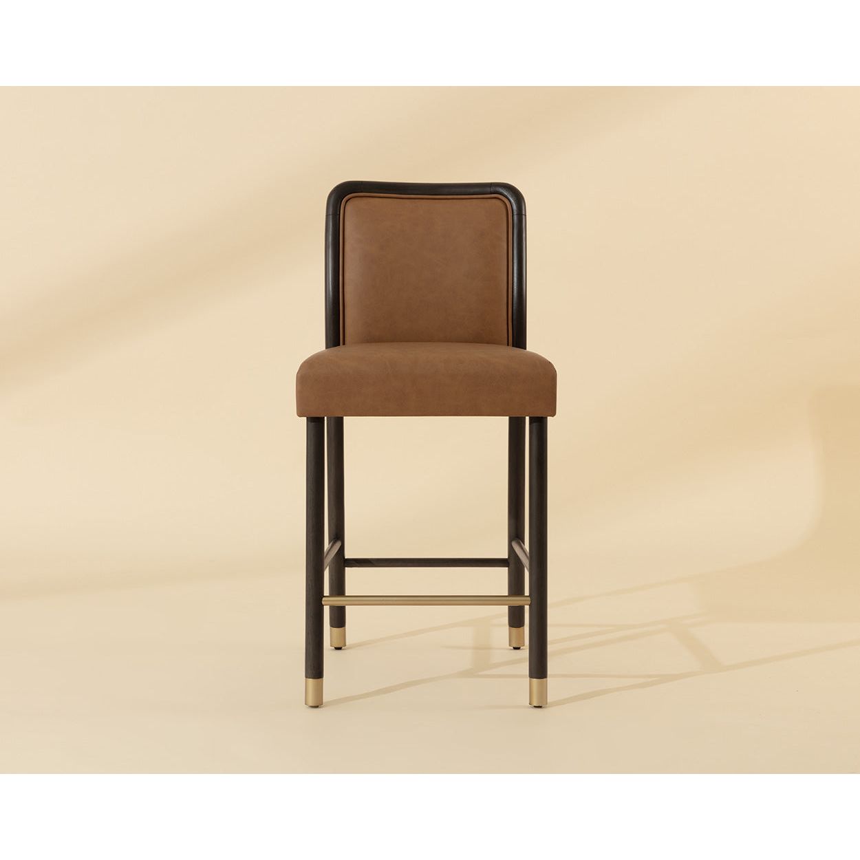 Contemporary Fabric & Leather Metal Counter Stool with Cushion for Dining Room