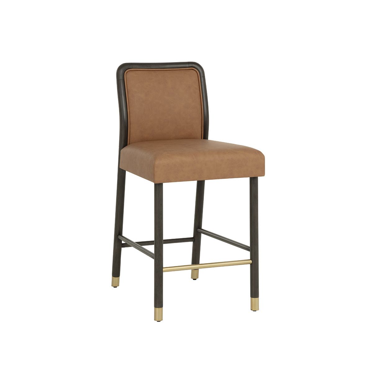 Contemporary Fabric & Leather Metal Counter Stool with Cushion for Dining Room