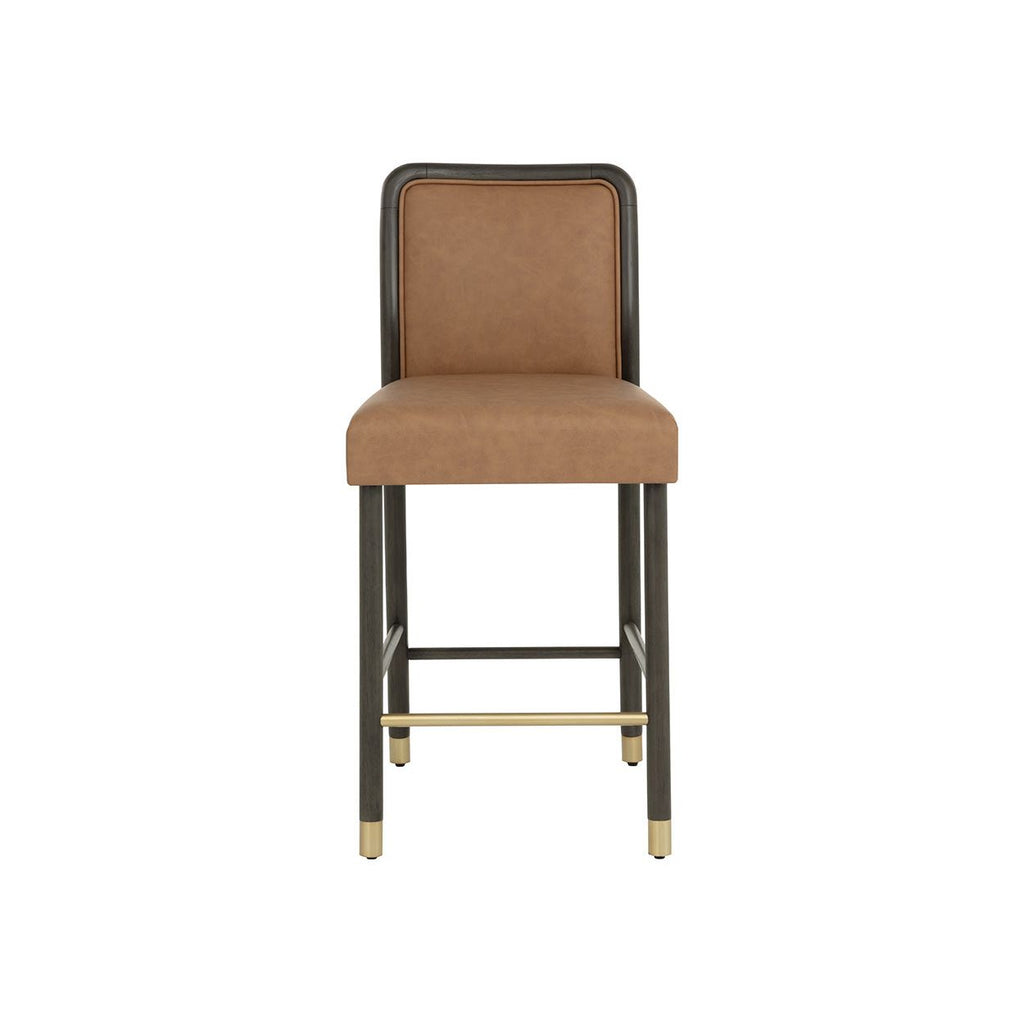 Tabouret de comptoir contemporain en tissu et cuir avec coussin pour salle à manger