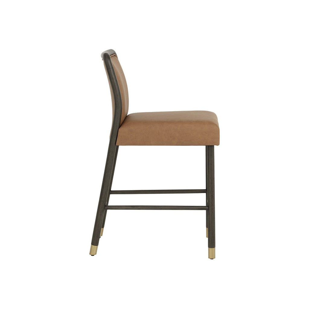 Tabouret de comptoir contemporain en tissu et cuir avec coussin pour salle à manger