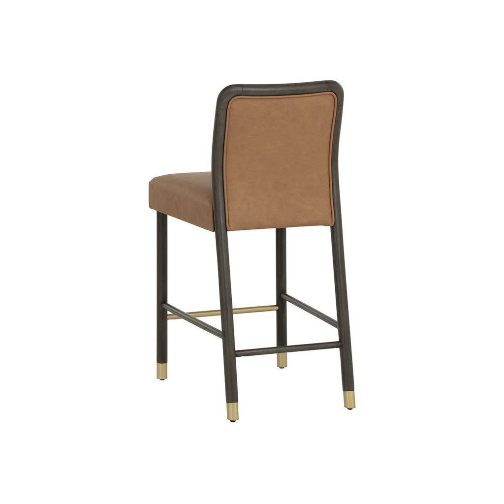 Tabouret de comptoir contemporain en tissu et cuir avec coussin pour salle à manger