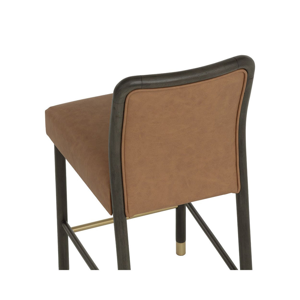 Tabouret de comptoir contemporain en tissu et cuir avec coussin pour salle à manger