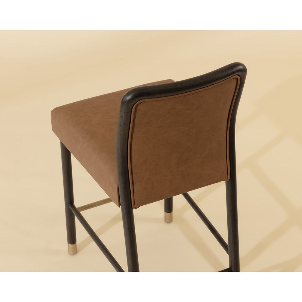 Tabouret de comptoir contemporain en tissu et cuir avec coussin pour salle à manger