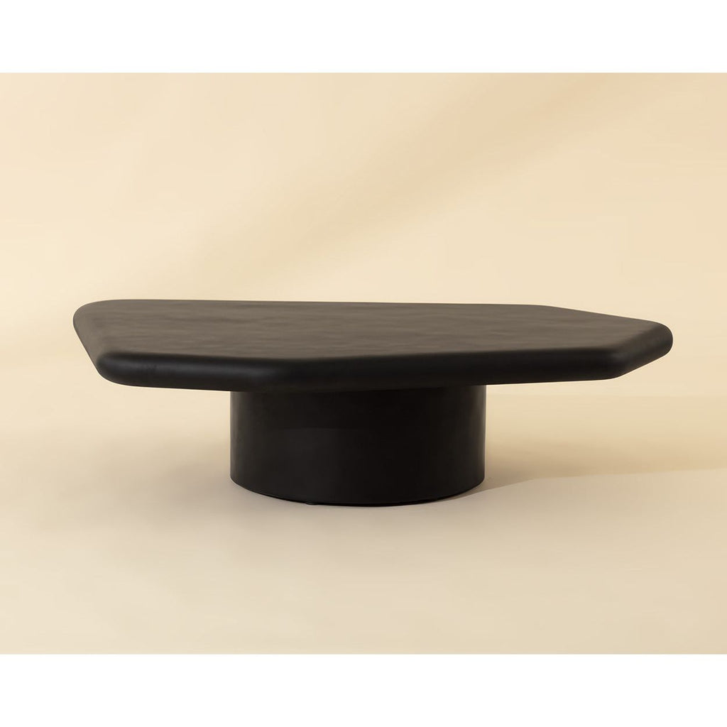 Table basse moderne en bois et métal avec base à cadre ouvert - Grande pour le salon