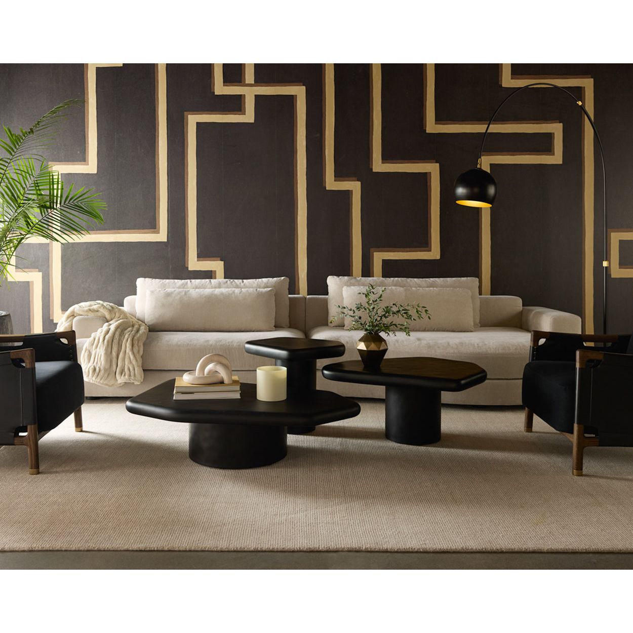 Modern Wood & Metal Coffee Table with Open Frame Base - Small for Living Room