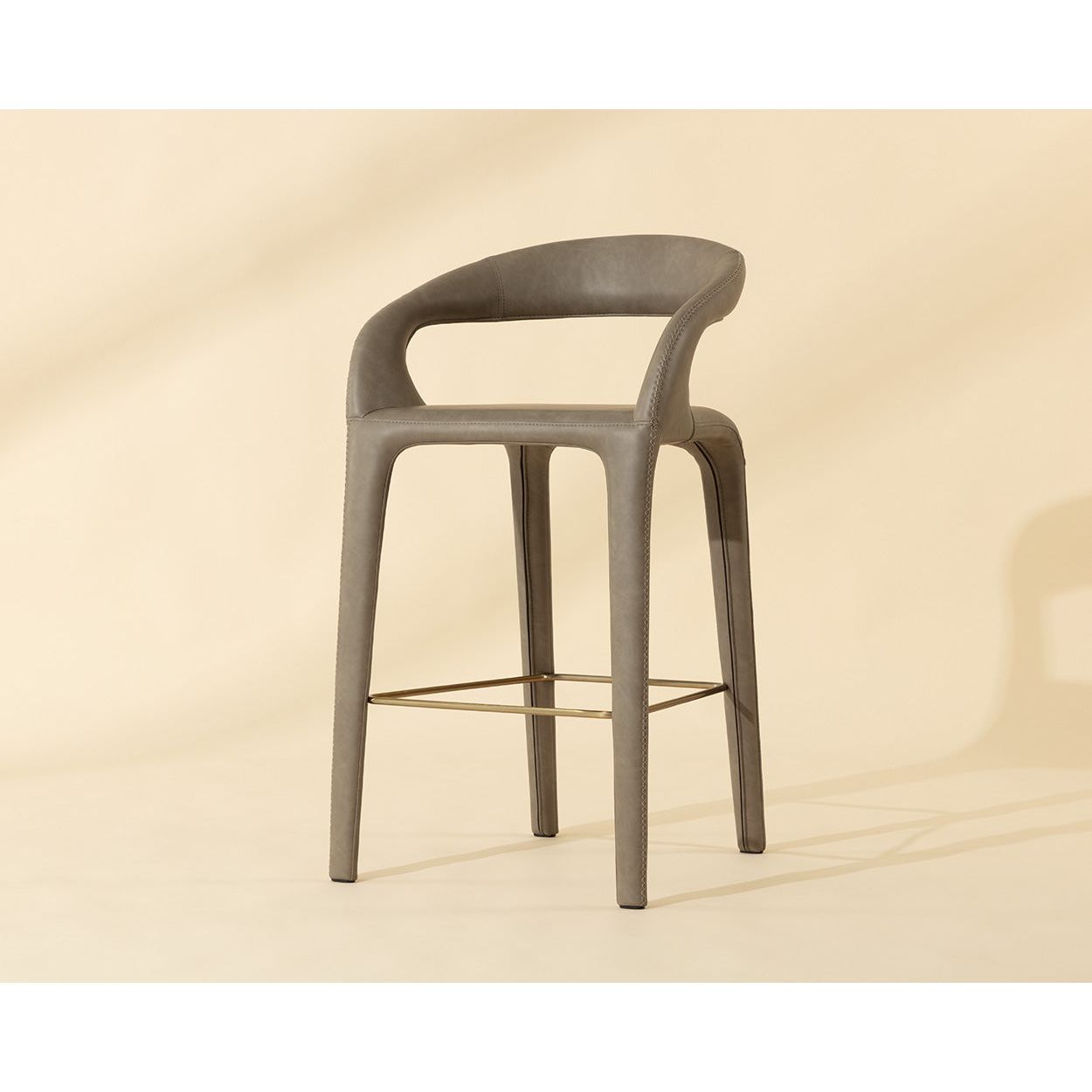 Modern Upholstered Metal Barstool with Cushion Seat for Dining Room