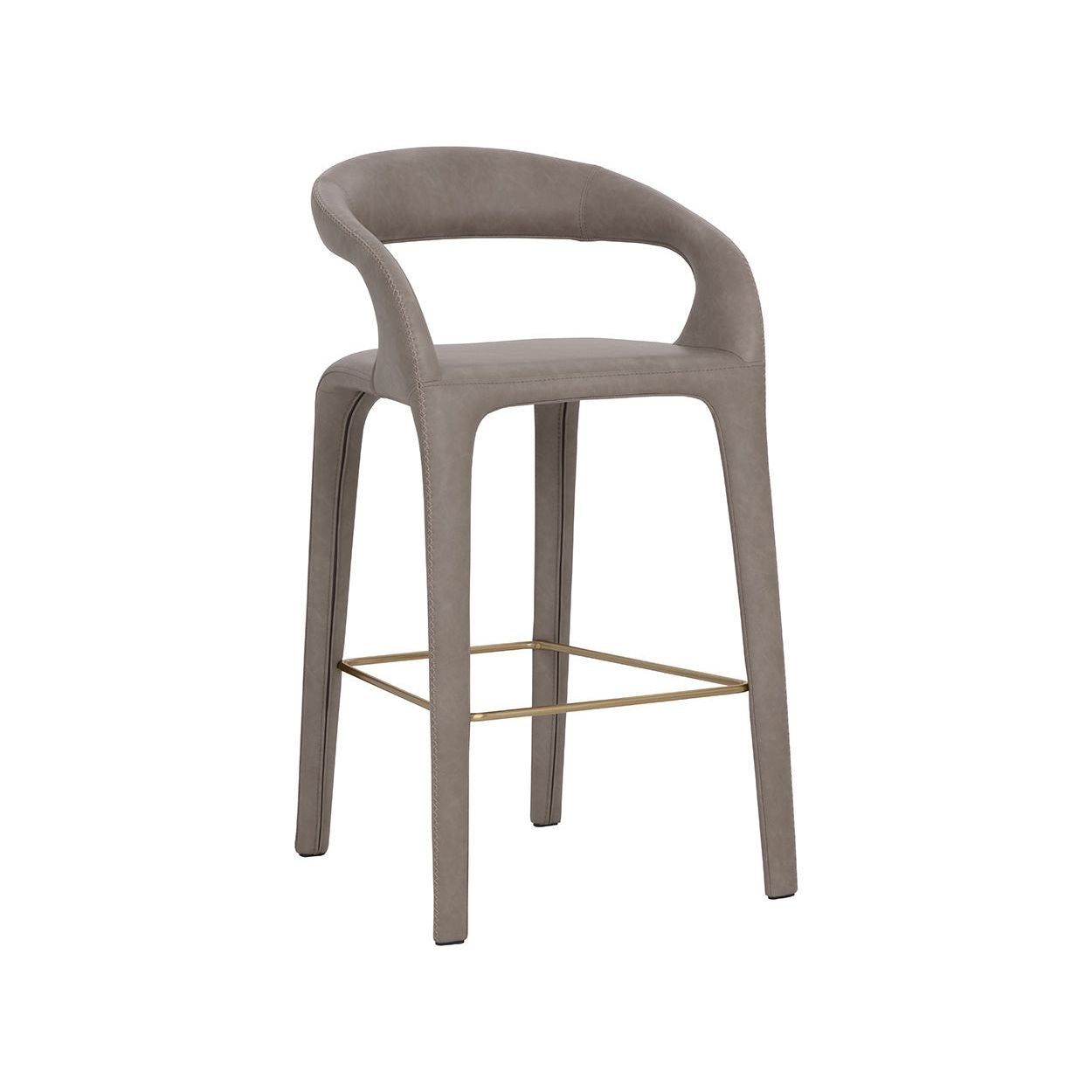 Modern Upholstered Metal Barstool with Cushion Seat for Dining Room