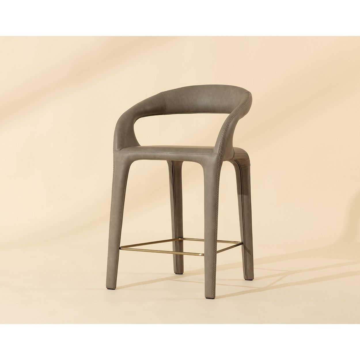 Modern Upholstered Metal Counter Stool with Cushion Seat for Dining Room