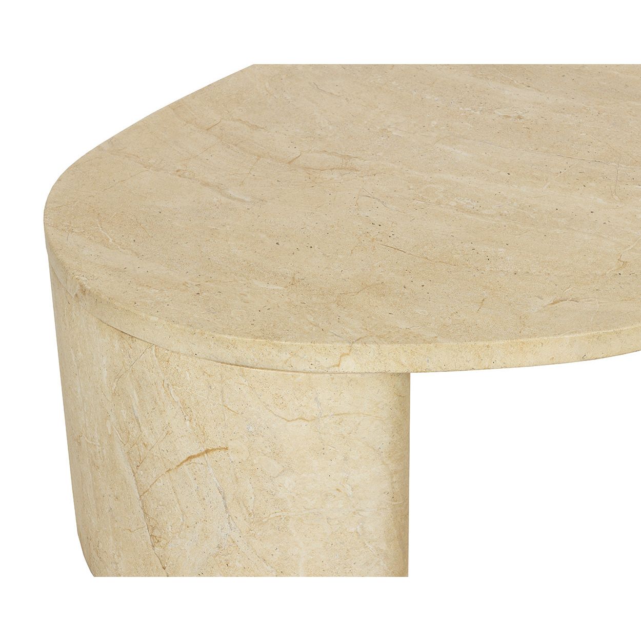Table basse contemporaine à plateau effet travertin avec base en métal pour salon