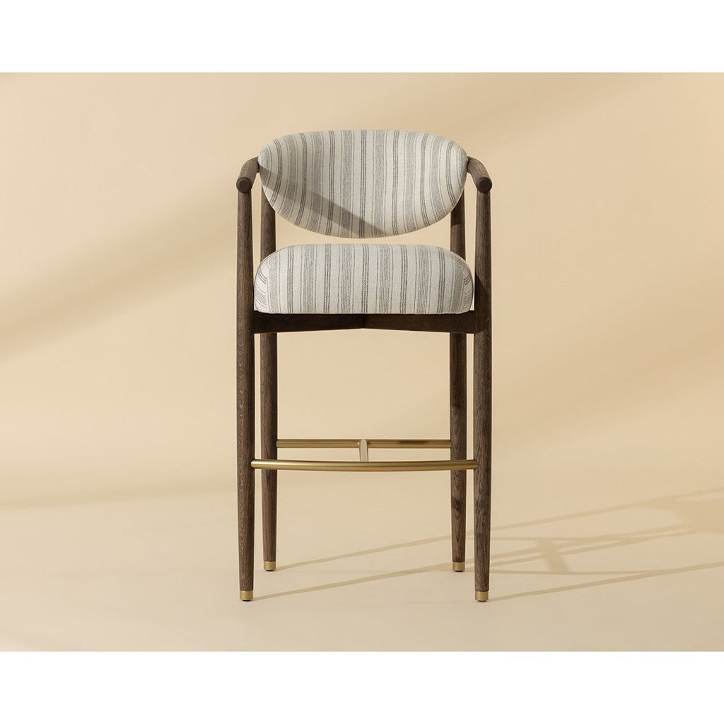 Tabouret de bar industriel en bois brun vieilli et métal pour salle à manger