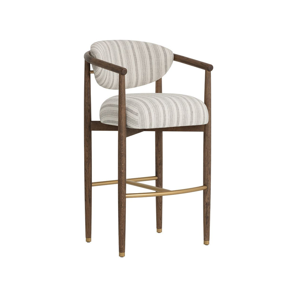 Tabouret de bar industriel en bois brun vieilli et métal pour salle à manger