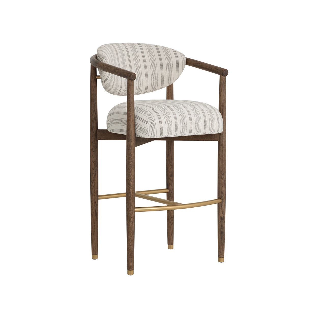 Industrial Antique Brown Wood & Metal Barstool for Dining Room