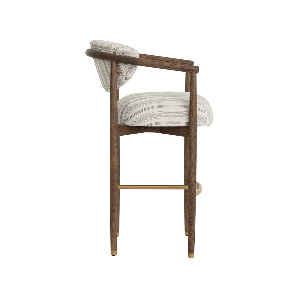 Tabouret de bar industriel en bois brun vieilli et métal pour salle à manger