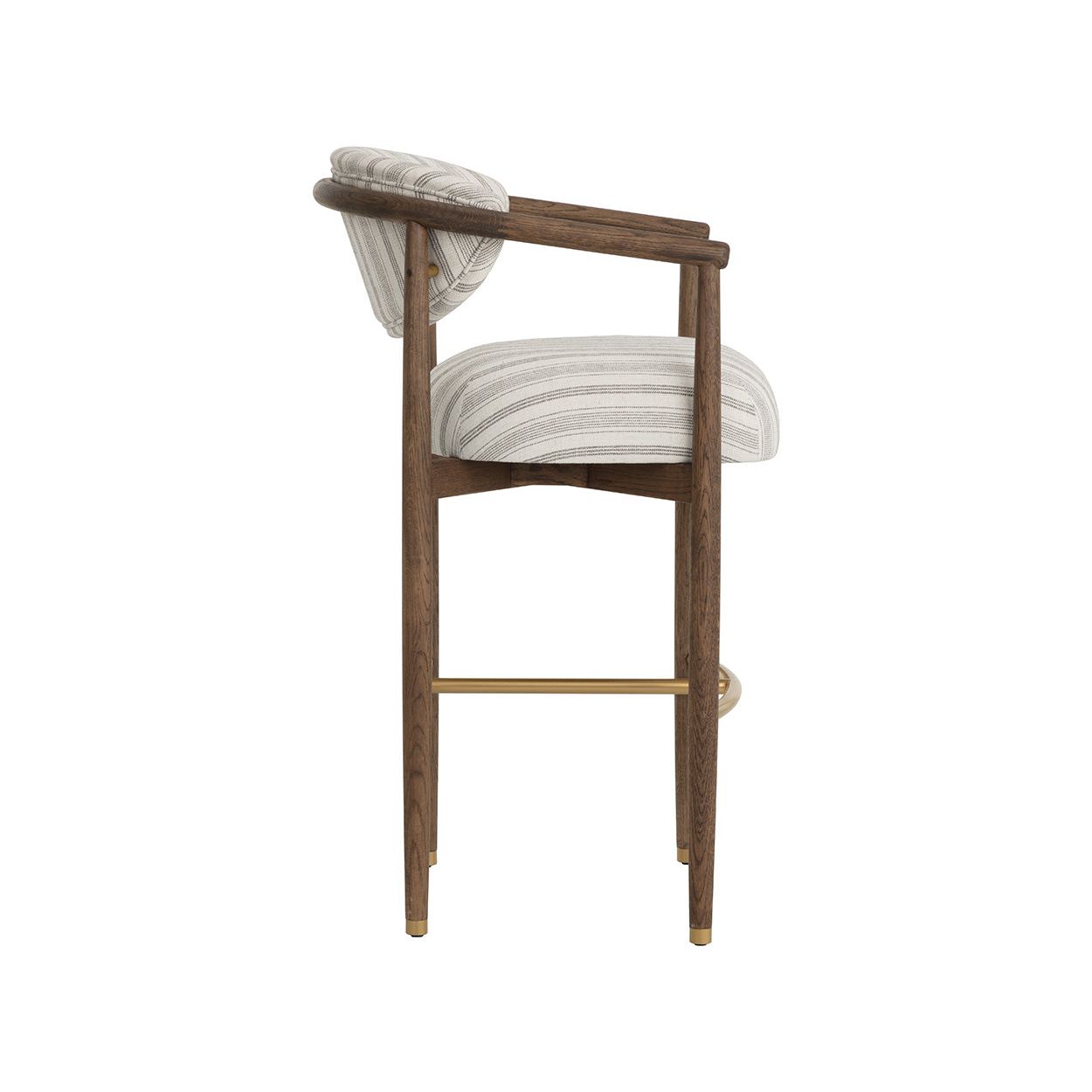 Industrial Antique Brown Wood & Metal Barstool for Dining Room