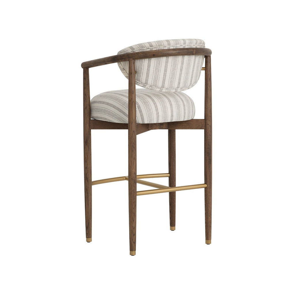 Tabouret de bar industriel en bois brun vieilli et métal pour salle à manger