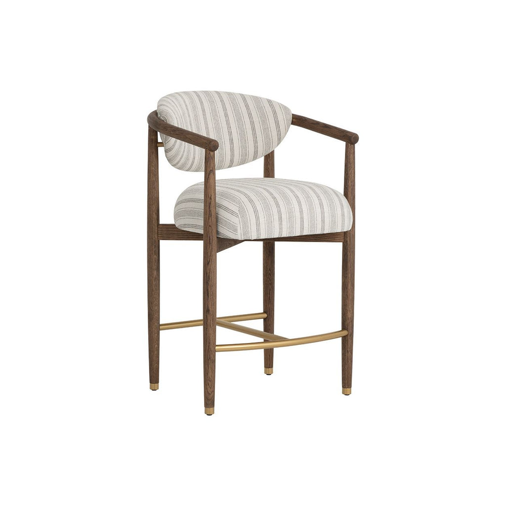 Tabouret de comptoir sans accoudoirs en bois et métal industriels pour salle à manger