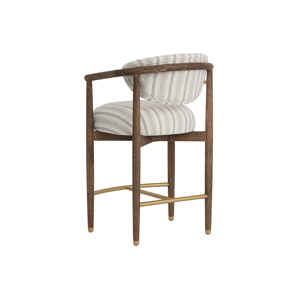 Tabouret de comptoir sans accoudoirs en bois et métal industriels pour salle à manger