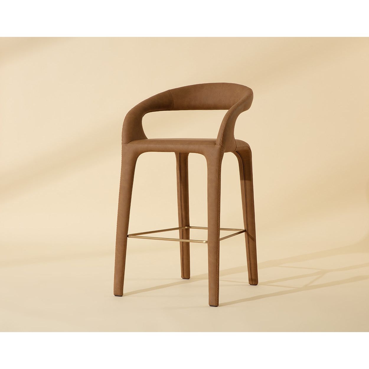Modern Upholstered Metal Barstool with Cushion Seat for Dining Room