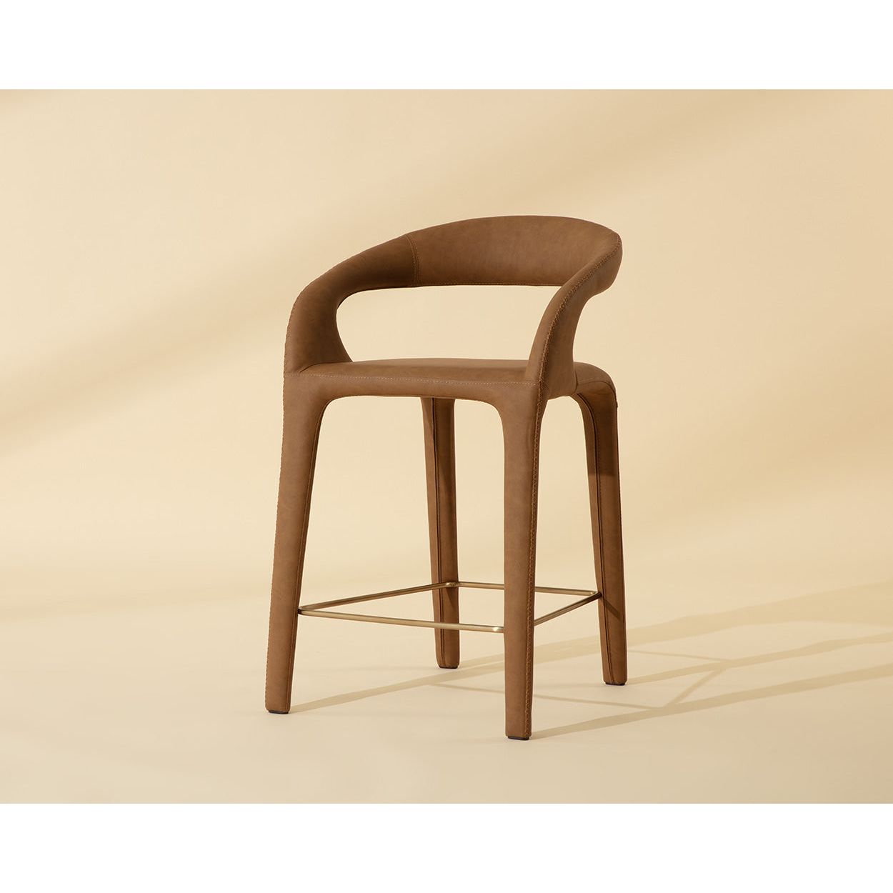 Modern Upholstered Metal Counter Stool with Cushion Seat for Dining Room