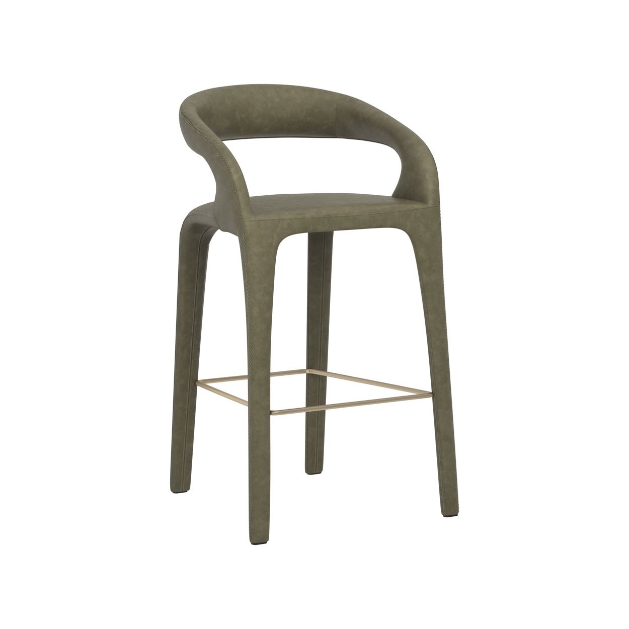 Modern Upholstered Metal Barstool with Cushion Seat for Dining Room